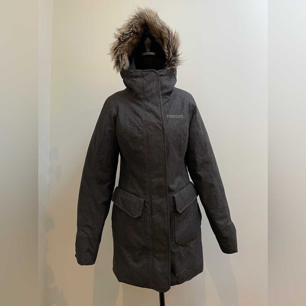 Marmot Gray Parka with Fur Hood XS